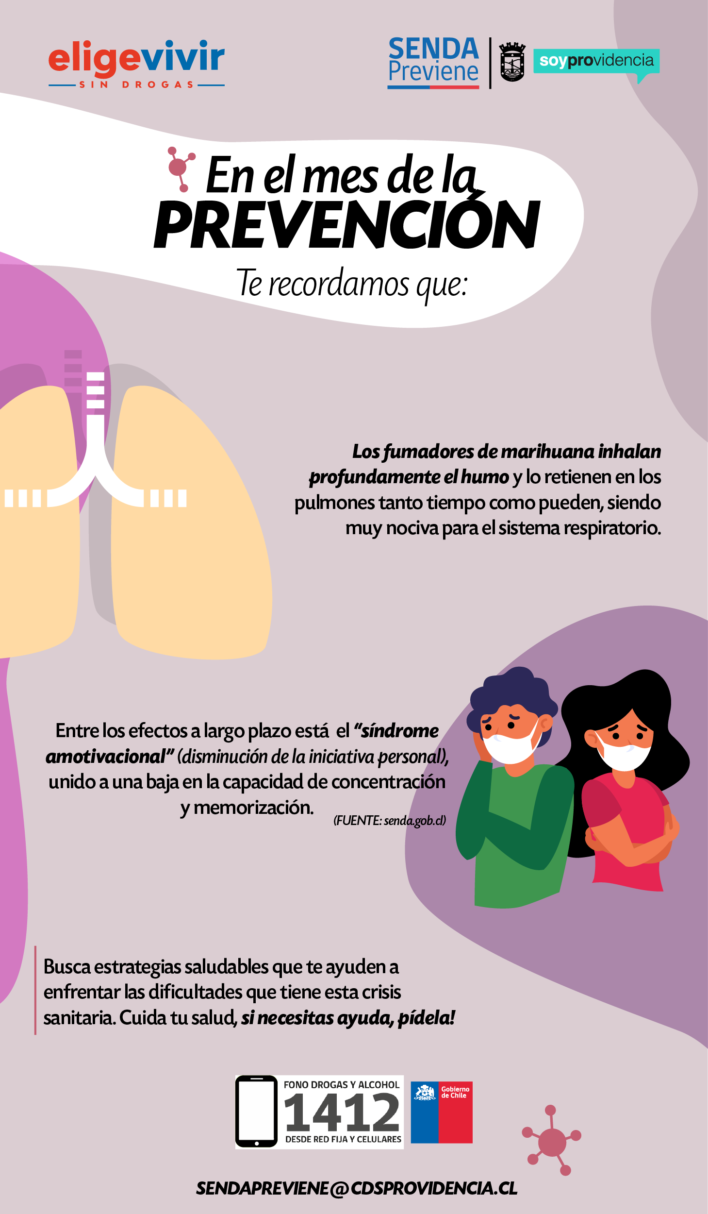 A pesar de la cuarentena, SENDA Previene Providencia conmemoró el “Mes de la Prevención del Consumo de Alcohol y otras Drogas”