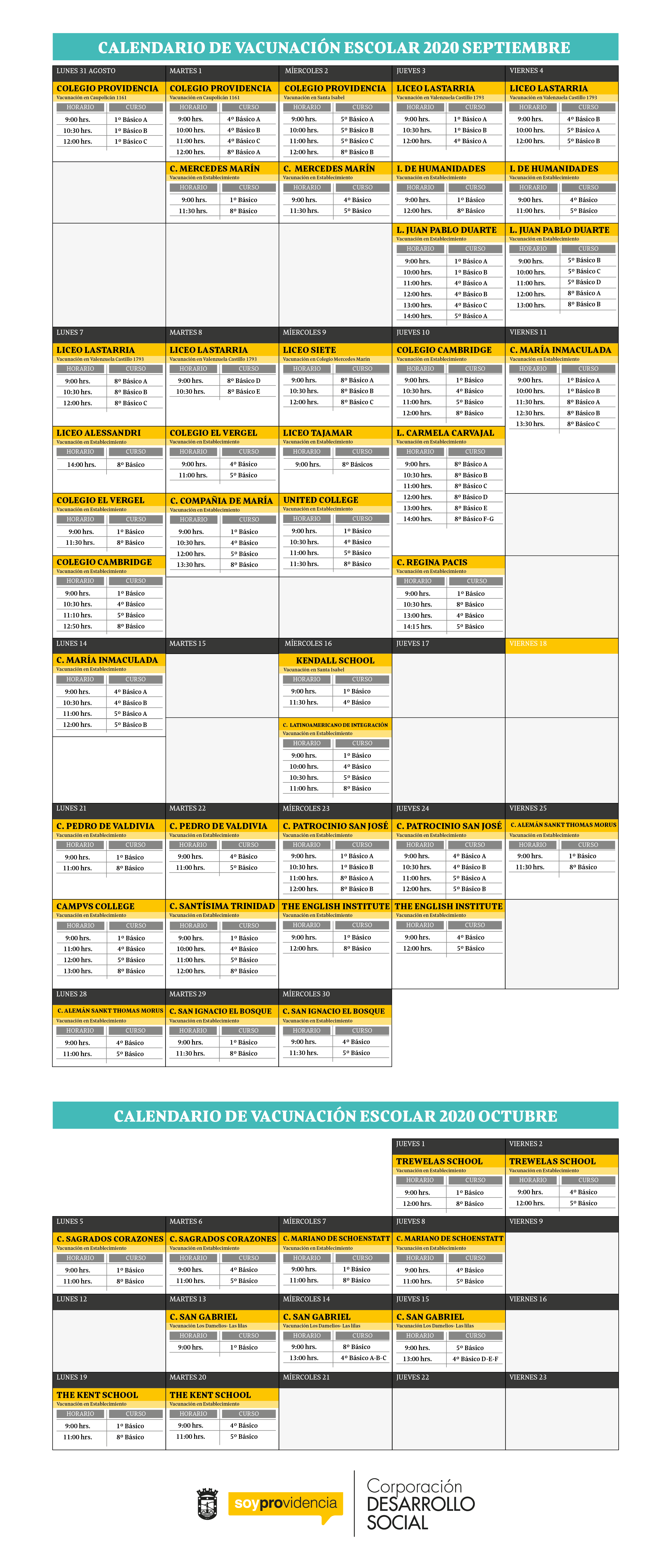 Programa nacional de inmunización Vacunación Escolar 2020