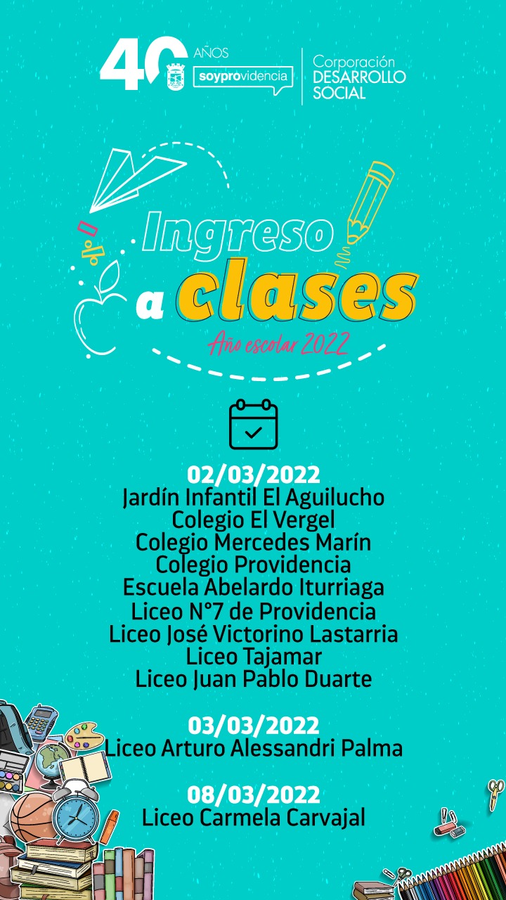 Fechas inicio de clases 2022 en establecimientos Municipales