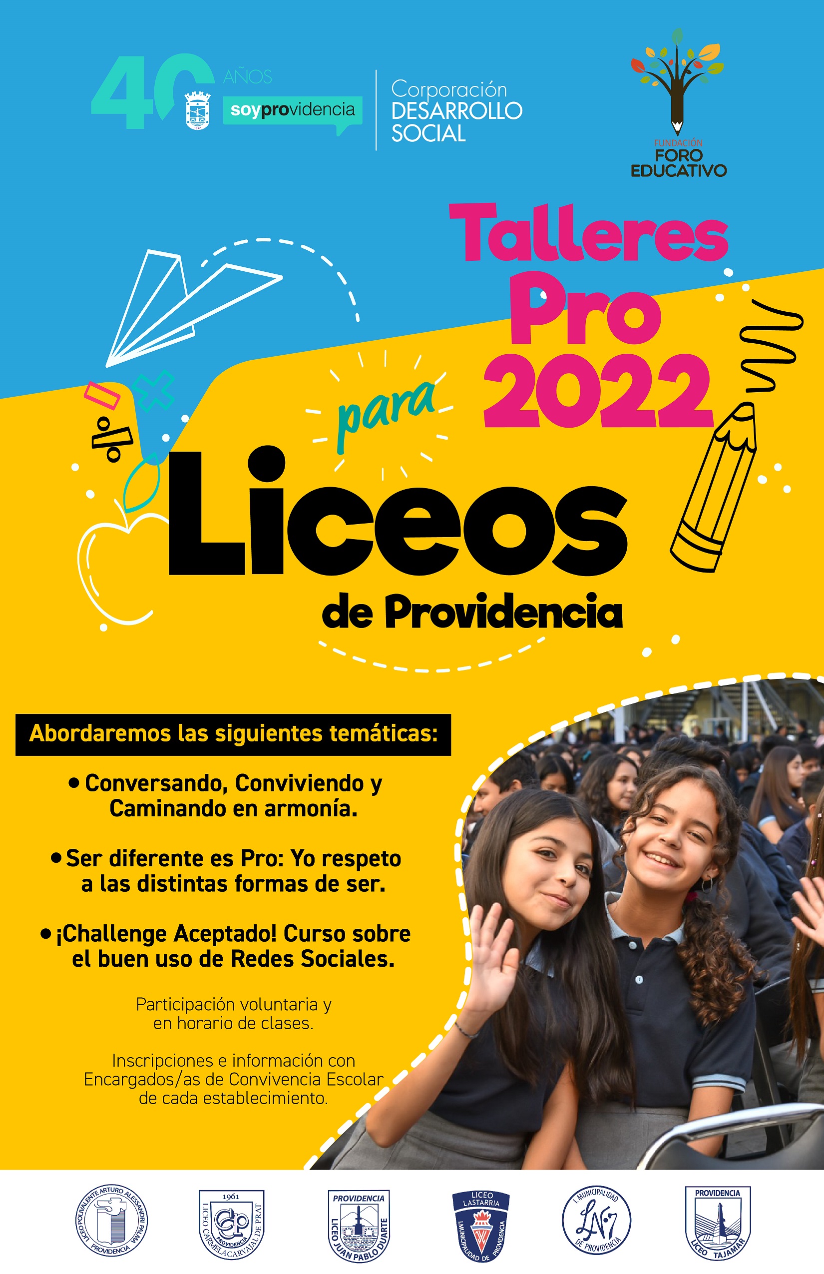 Invitamos a nuestros estudiantes de Liceos a los Talleres Pro 2022